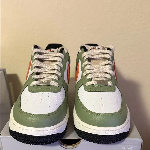 Nike Air Force 1 Low Olive Green Orange White (Reasonable Offers Accepted) - Picture 3 of 7